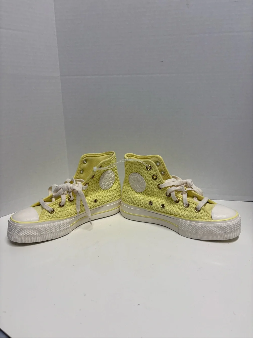 Women’s Converse All-Star High-Top Sneakers in Pastel Yellow and White